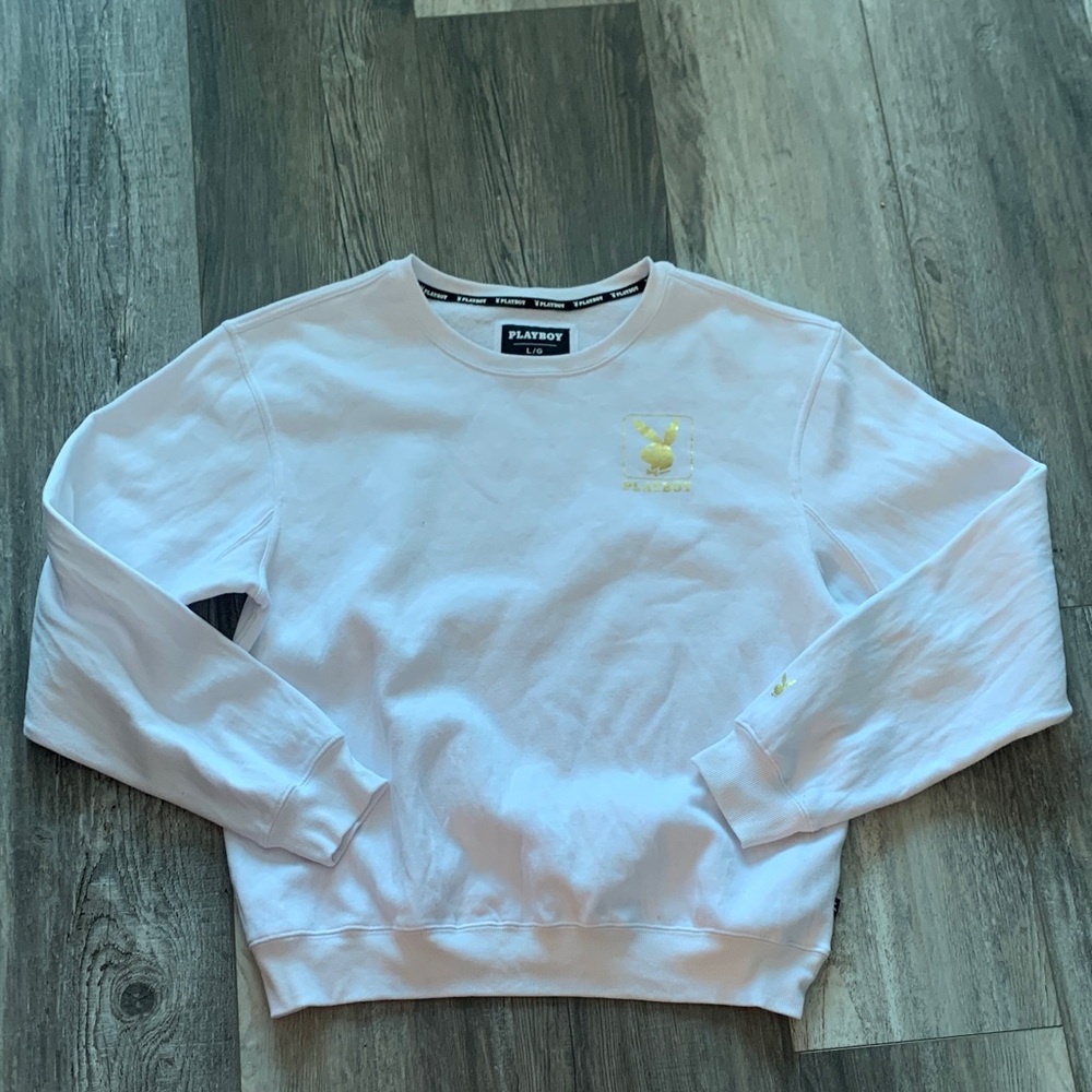Playboy White Sweatshirt with‎ Yellow Emblem